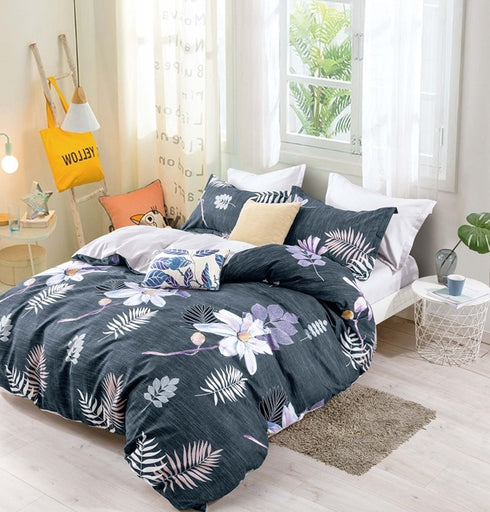 Spiral 5 Piece Set - One Bedsheet with 2 Quilted Cushion & 2 Pillow Cover for Double Bed