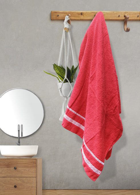 Florida Splash 100% Pure Cotton Bath Towel - Red