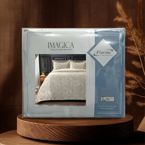 Florida Imagica King Size Warm Bedsheet for Winter with Pillow Covers - Velvet Pattern - Signature Burnout Technique