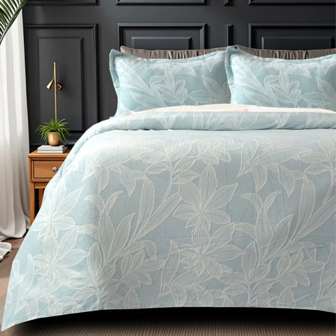 Florida Imagica King Size Warm Bedsheet for Winter with Pillow Covers - Velvet Pattern - Signature Burnout Technique