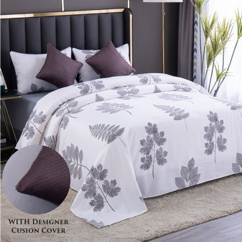 Venessa 5 Piece Set - One King Size Bedsheet with 2 Quilted Cushions & 2 Pillow Covers