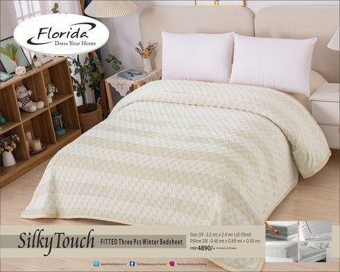 Silky Touch King Size Warm Fitted Bed Sheet for Winter by Florida
