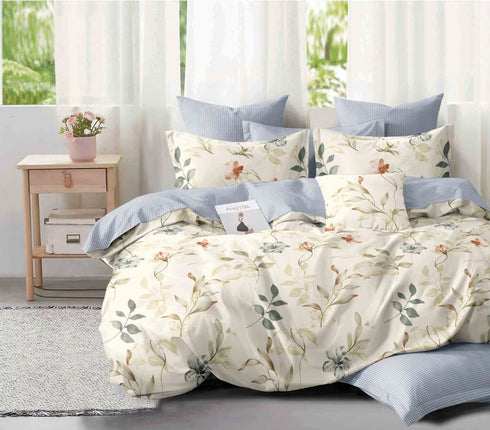 Florida Winkle Premium Quality Imported King Size Elastic Fitted Bedsheet with Coordinated Pillow Covers