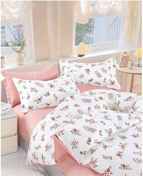 Florida Winkle Premium Quality Imported King Size Elastic Fitted Bedsheet with Coordinated Pillow Covers