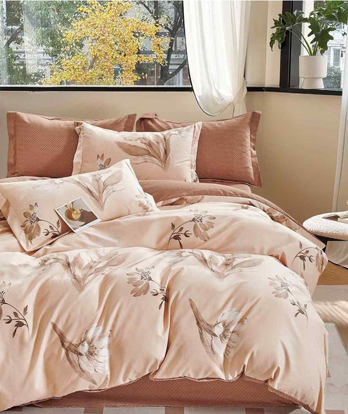 Florida Winkle Premium Quality Imported King Size Elastic Fitted Bedsheet with Coordinated Pillow Covers
