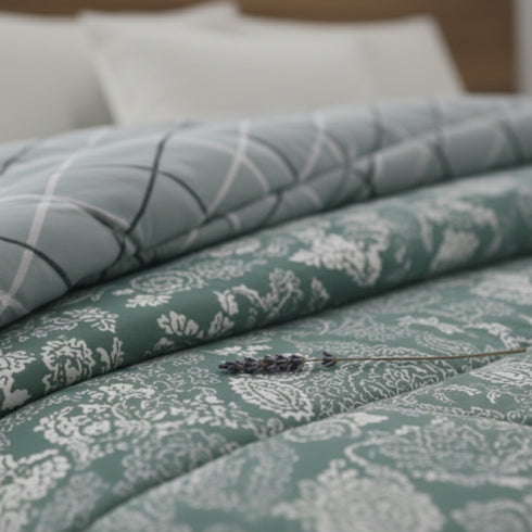 Florida 250 GSM Super Soft All Season Fluffy Reversible Double Bed Comforter - (Paisley, Seagreen)