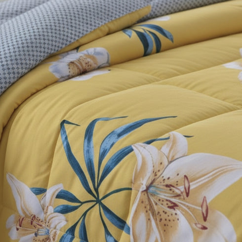 Florida 250 GSM Super Soft All Season Fluffy Reversible Double Bed Comforter - (Floral, Cream)