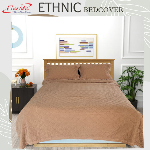 Ethnic 100% Cotton Bed Cover Set with 2 Pillow Covers for King Size Bed by Florida