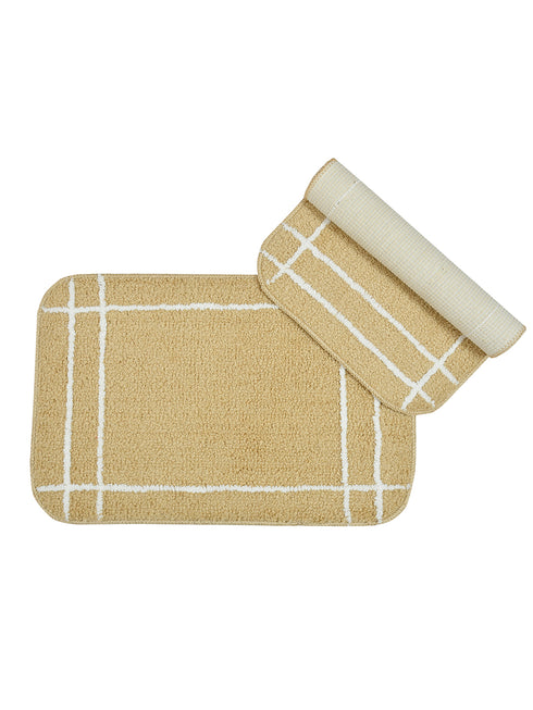 Set Of 2 Microfibre Bath Mats (Beige, 58 CM X 38 CM)