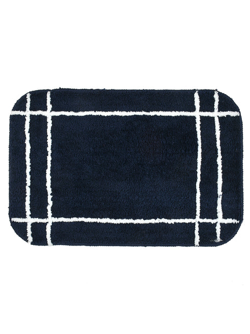 Set Of 2 Microfibre Bath Mats (Navy Blue, 58 CM X 38 CM)