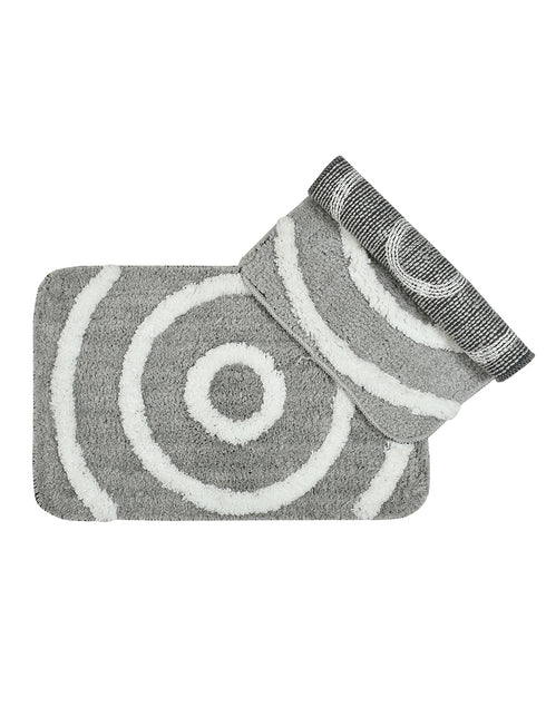 Set Of 2 Microfibre Bath Mats (Grey, 60 CM X 40 CM)