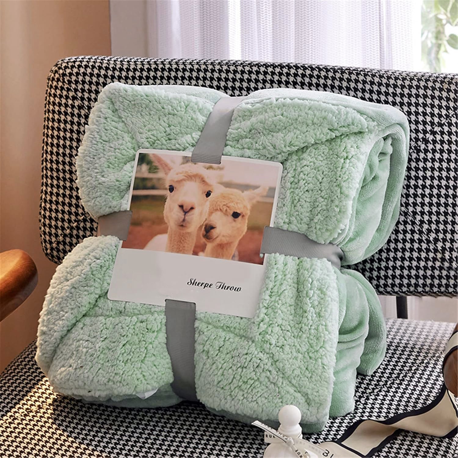 Florida Sherpa Flannel Blanket For All Season Warm and Super Soft For Double Bed 300 GSM - Green