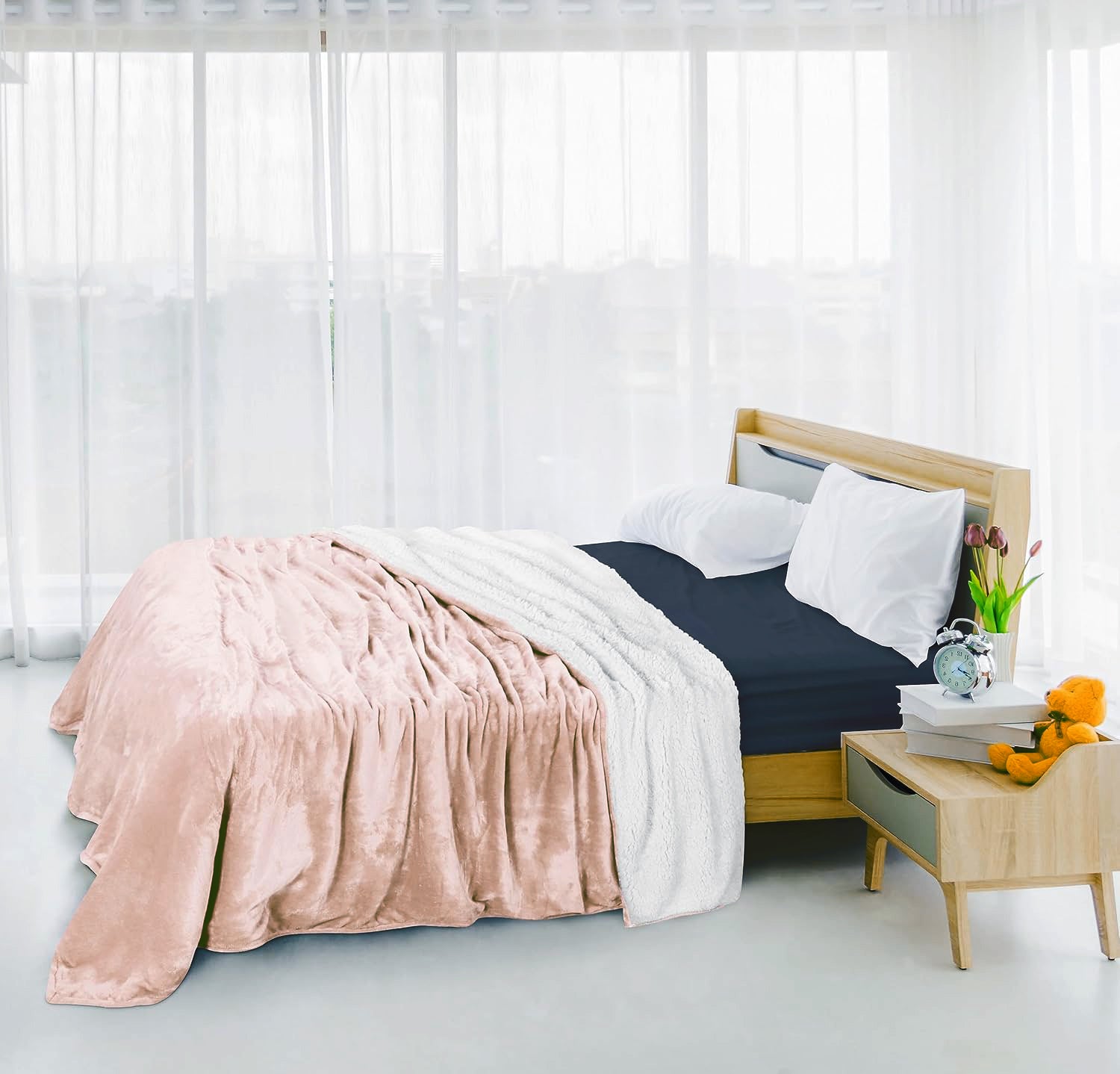 Florida Sherpa Flannel Blanket For All Season Warm and Super Soft For Double Bed 300 GSM - Brown