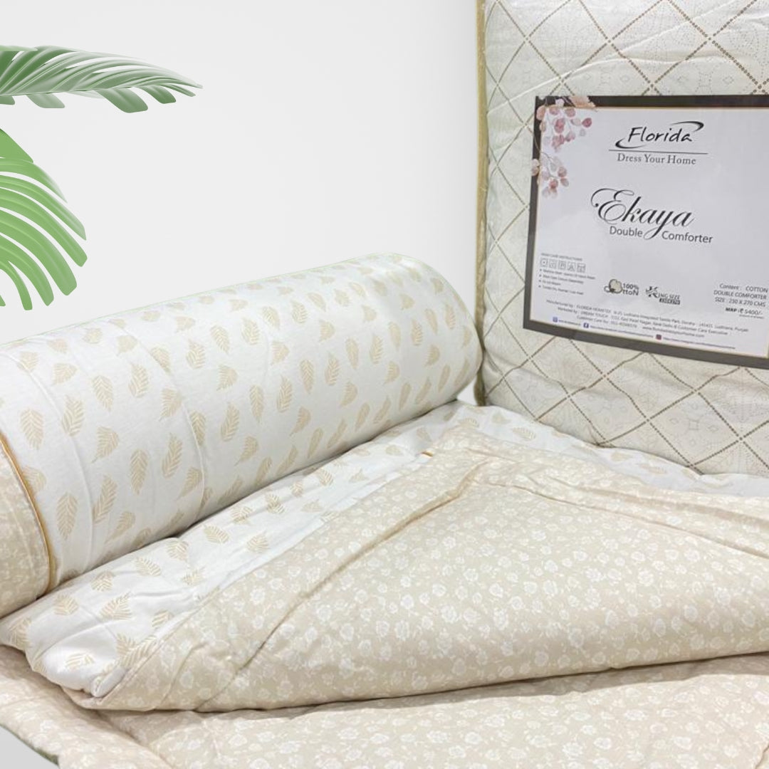 Ekaya 100% Cotton King Size Reversible Comforter for Double Bed