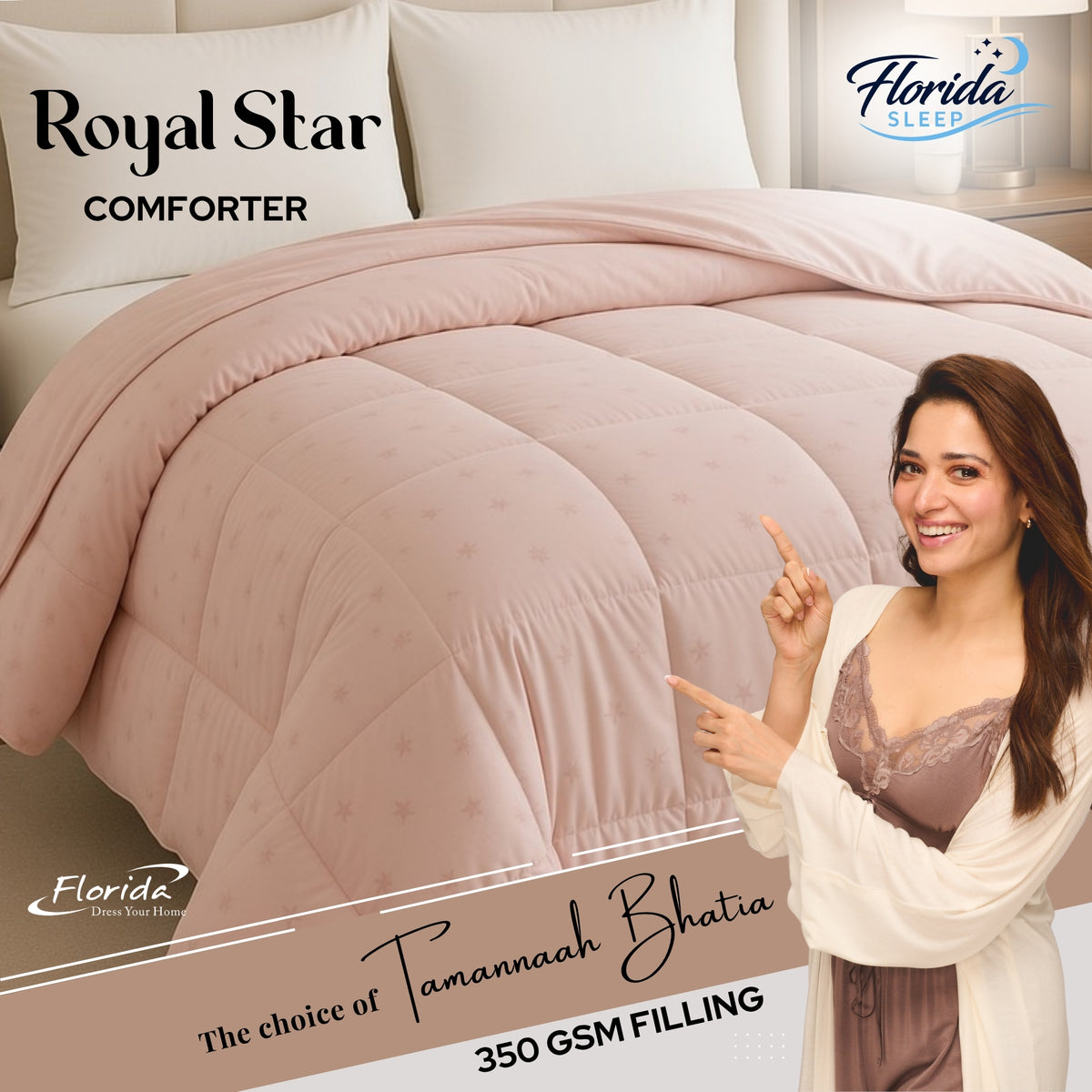 Florida Royal Star 350 GSM Winter Comforter | Super Soft Star Embossed Quilt for Single & Double Bed