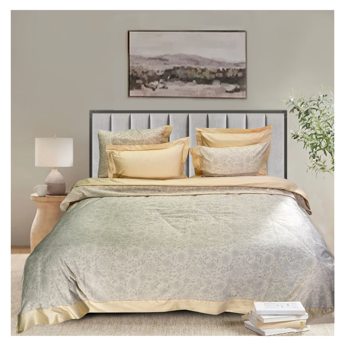 Smooth Art King Size 100% Cotton Bedsheet Set with 4 Pillow Covers by Florida