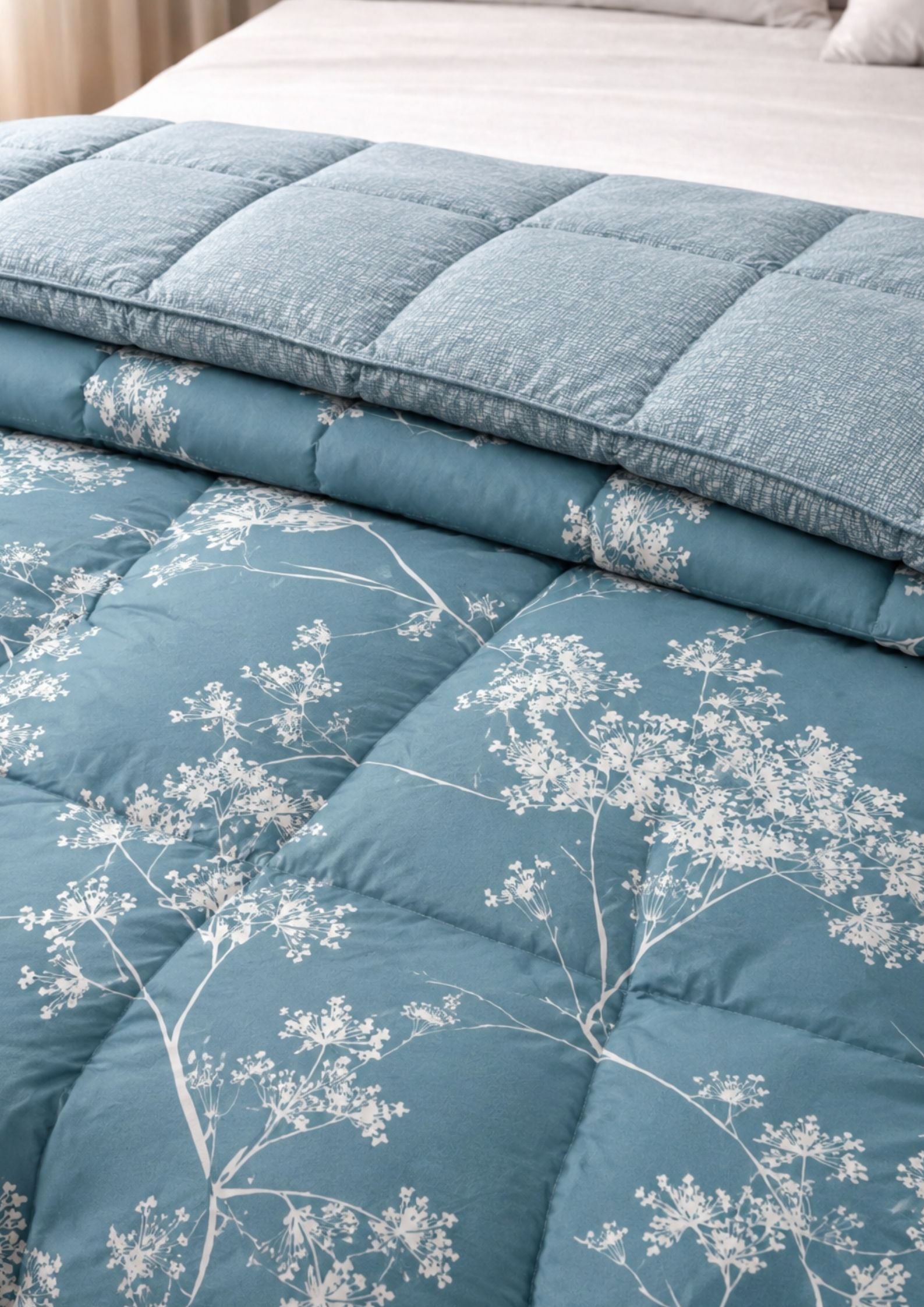Florida Super Soft All Season Fluffy Reversible Double Bed (AC Quilt/Blanket) Comforter - Sky Blue