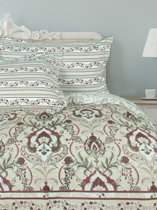 Rangriti King Size 100% Pure Cotton Ethnic Motifs 160 TC Bed Sheet Set with Pillow Covers by Florida