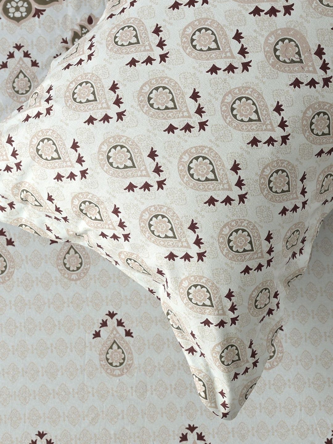 Rangriti King Size 100% Pure Cotton Ethnic Motifs 160 TC Bed Sheet Set with Pillow Covers by Florida