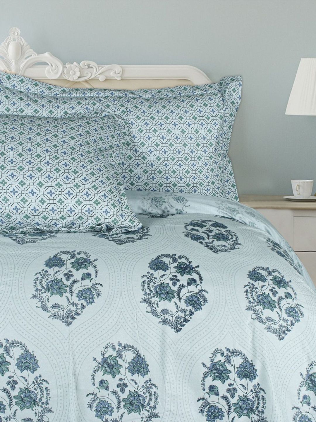 Rangriti King Size 100% Pure Cotton Ethnic Motifs 160 TC Bed Sheet Set with Pillow Covers by Florida