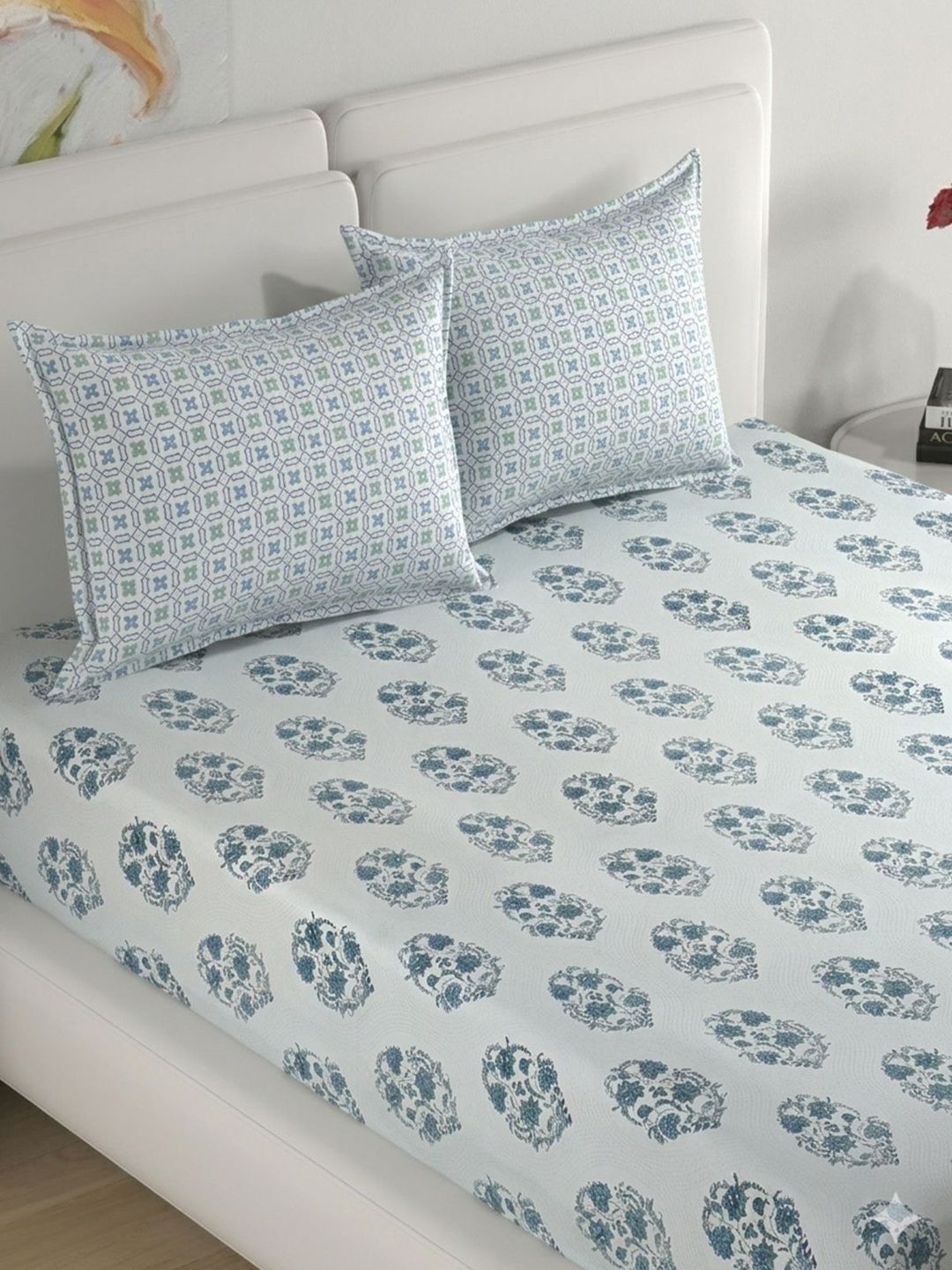 Rangriti King Size 100% Pure Cotton Ethnic Motifs 160 TC Bed Sheet Set with Pillow Covers by Florida