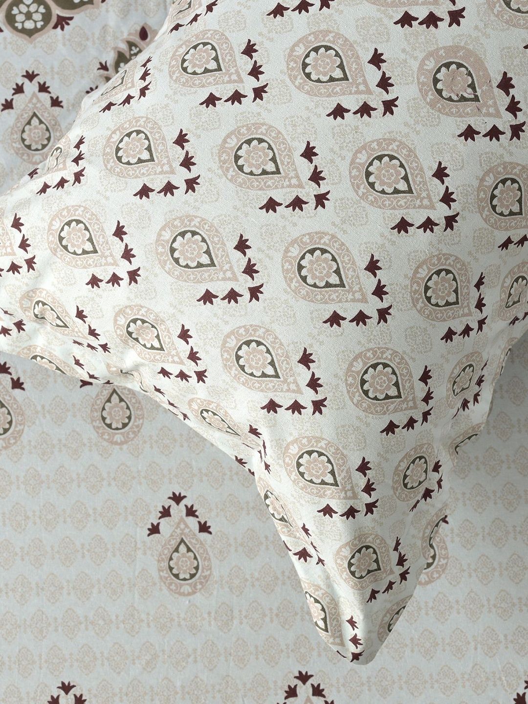 Rangriti King Size 100% Pure Cotton Ethnic Motifs 160 TC Bed Sheet Set with Pillow Covers by Florida