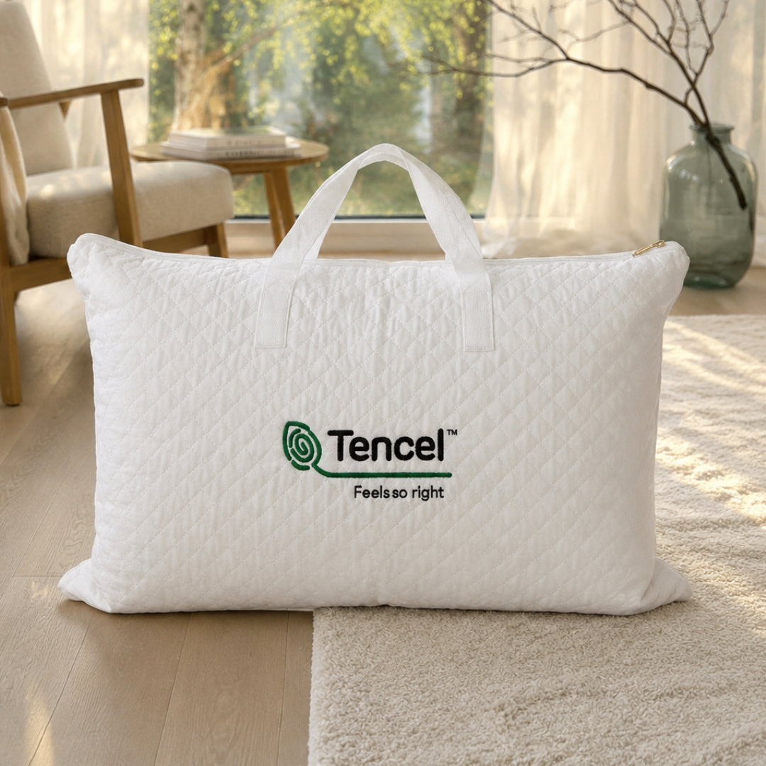 Florida Sleep Premium Tencel Natural Fabric Pillow with Quilted Storage Bag