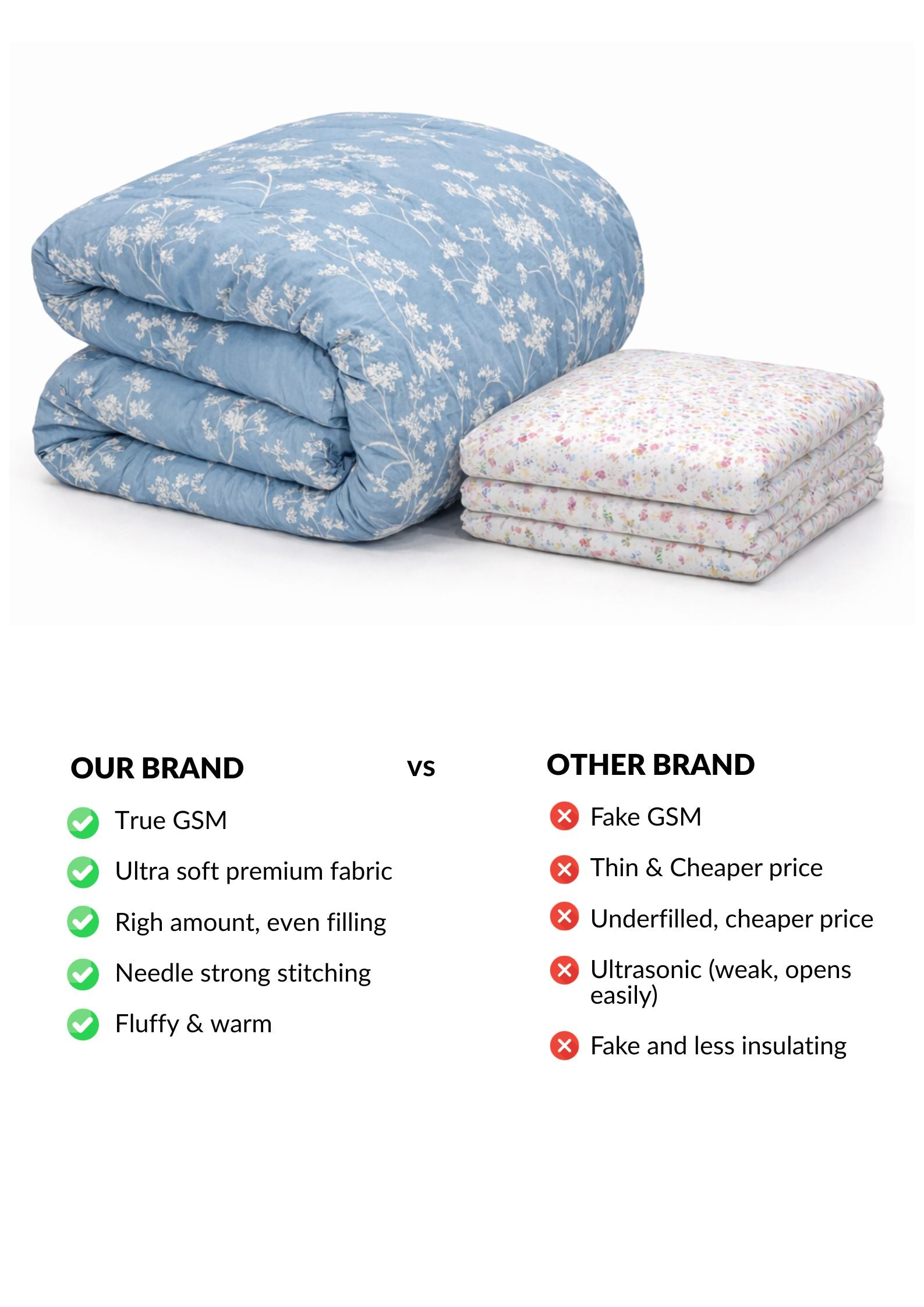 Florida Super Soft All Season Fluffy Reversible Double Bed (AC Quilt/Blanket) Comforter - Sky Blue
