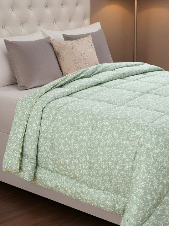 Florida Floral Reversible Double Bed Comforter | 250 GSM Virgin Microfiber Filling | Ultra Soft AC Comforter | Lightweight All Season Quilt with Piping Edge