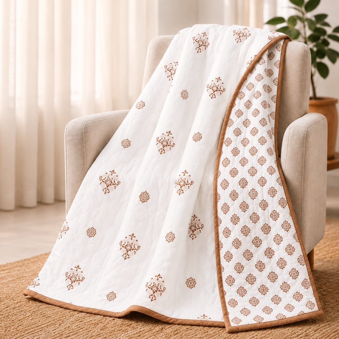 Florida Nova Ultra-Light Cotton Rich Super Soft Reversible Summer Dohar (Top Sheet) for Single & Double Bed