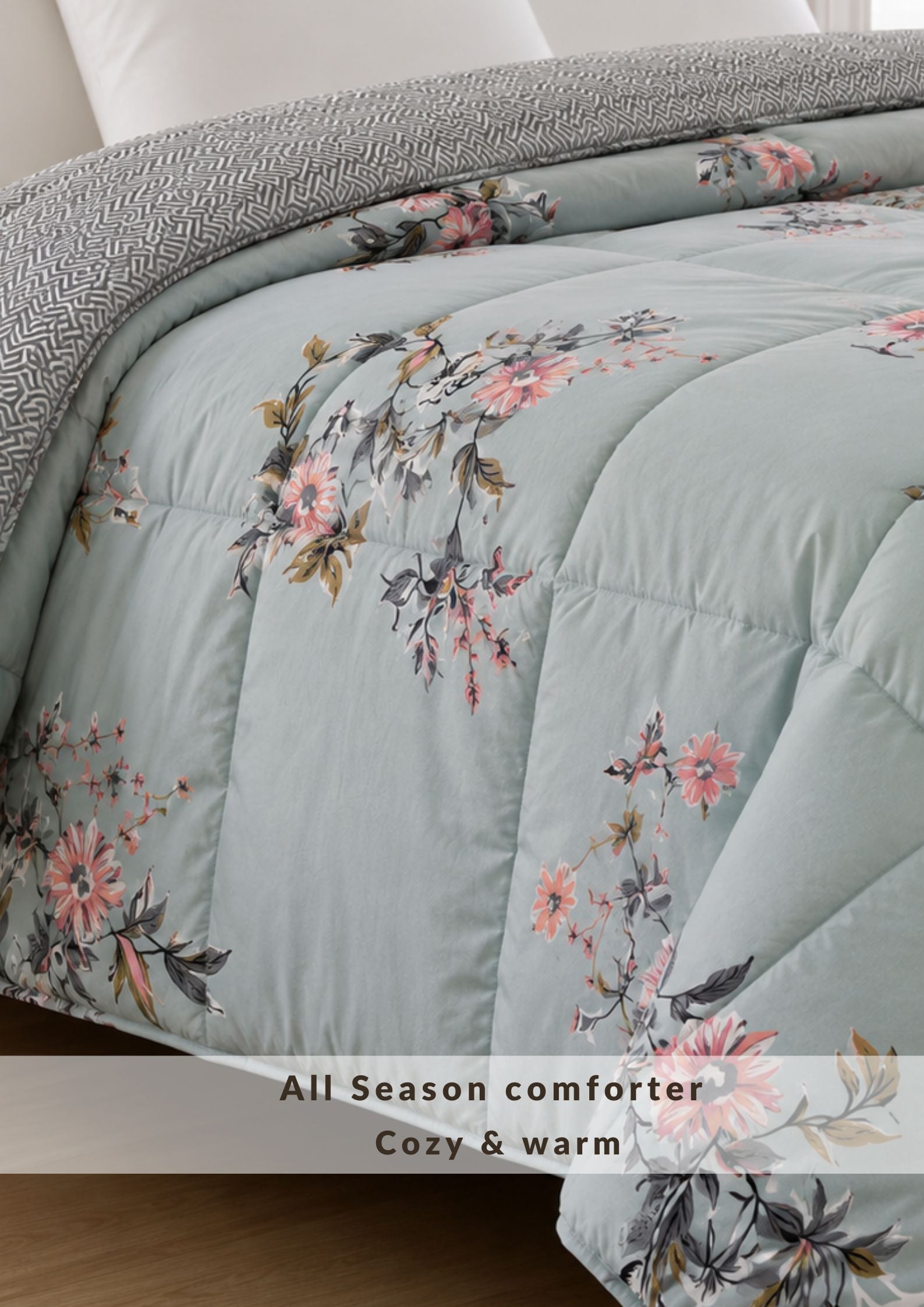 Florida Super Soft All Season Fluffy Reversible Double Bed (AC Quilt/Blanket) Comforter - Grey
