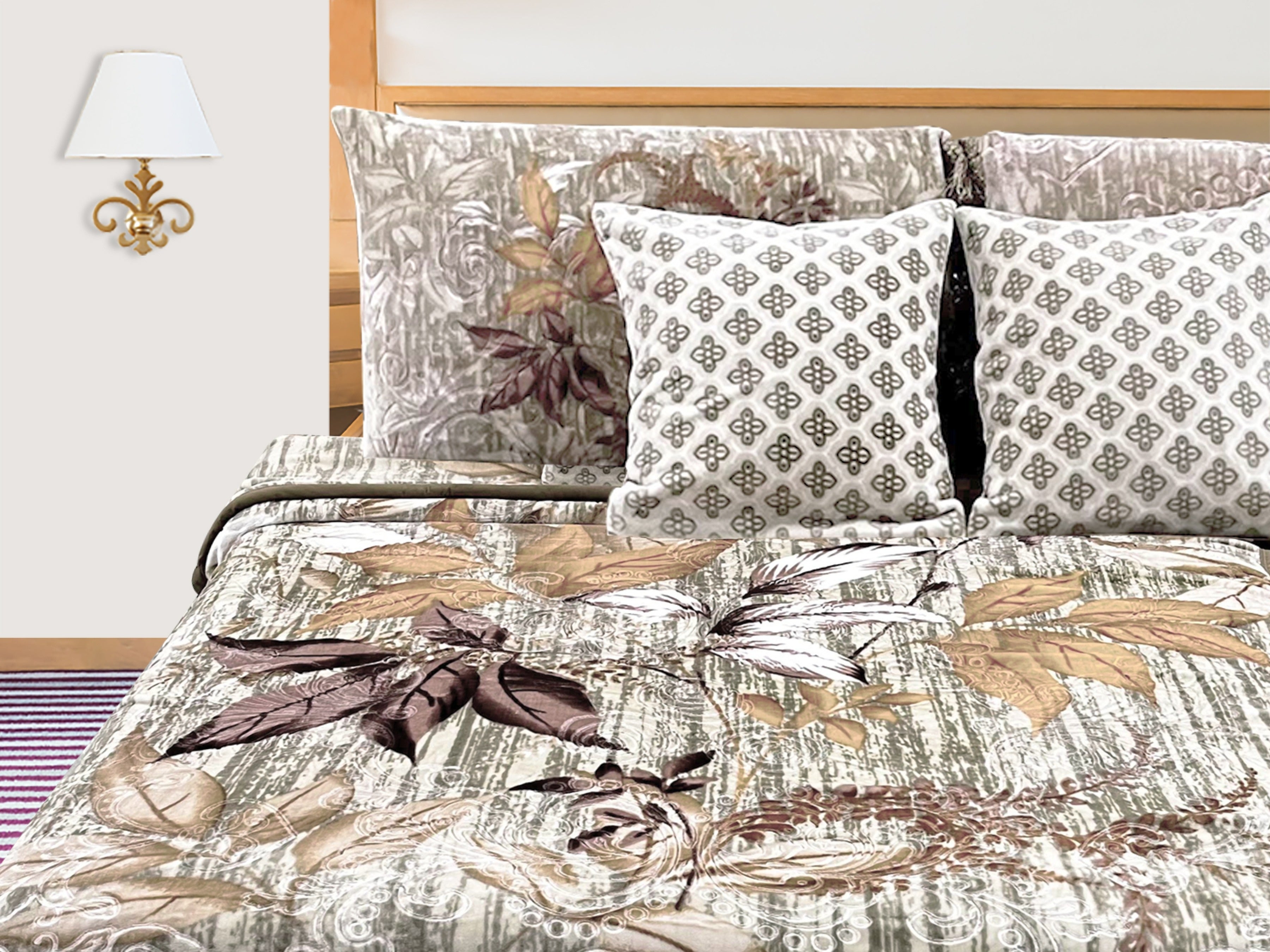 Blessing 6 Piece Blanket Set with 1 Mink Blanket, 1 Bedsheet & 2 Pillow Covers & 2 Coushion covers for Winter - Perfect for Wedding Gift & Ocasional Gifting