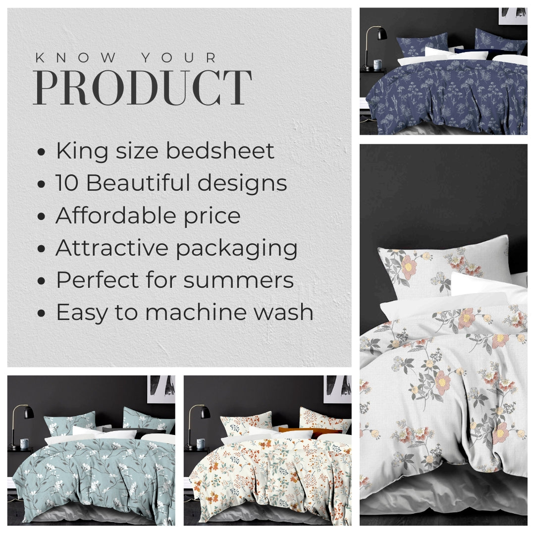 Adorn King Size Bed Sheet Set with 2 Pillow Covers by Florida