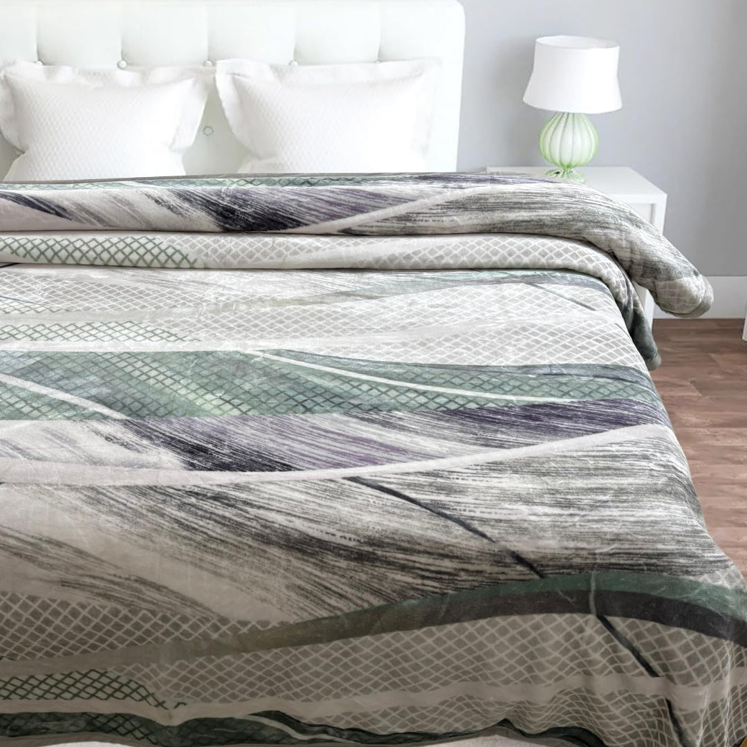 Athens Two Ply Digital Printed Cloudy Mink Double Bed Blanket for Heavy Winter