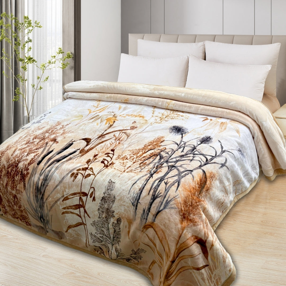 Athens Two Ply Digital Printed Cloudy Mink Single Bed Blanket for Heavy Winter