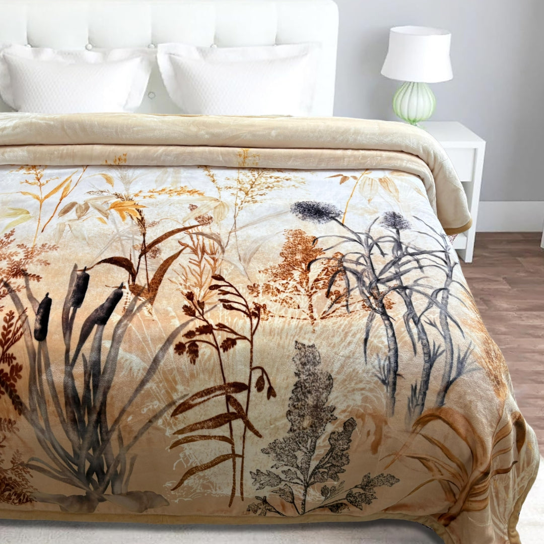 Athens Two Ply Digital Printed Cloudy Mink Single Bed Blanket for Heavy Winter