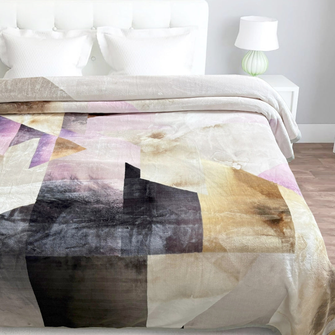 Athens Two Ply Digital Printed Cloudy Mink Single Bed Blanket for Heavy Winter