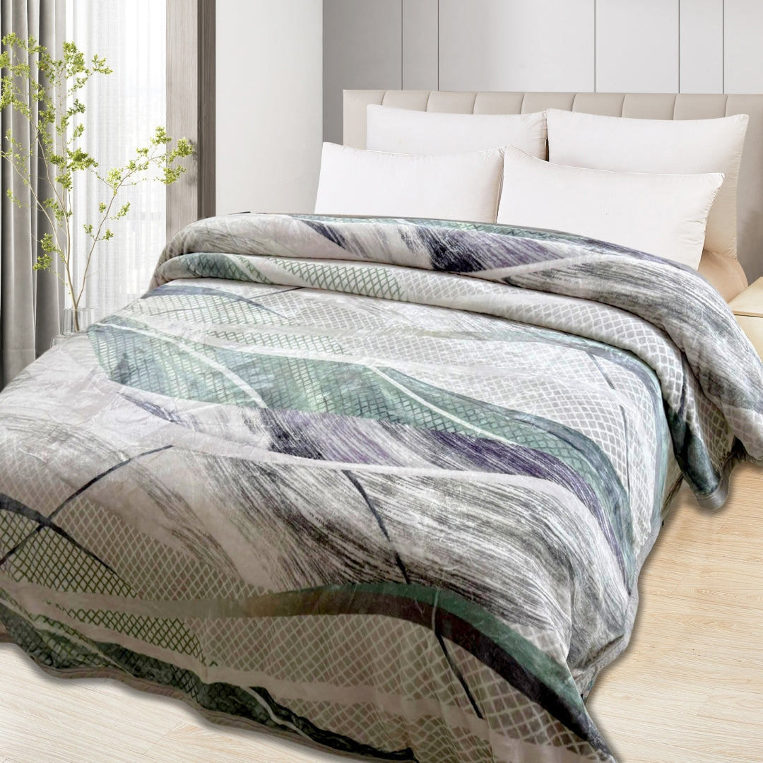 Athens Two Ply Digital Printed Cloudy Mink Single Bed Blanket for Heavy Winter
