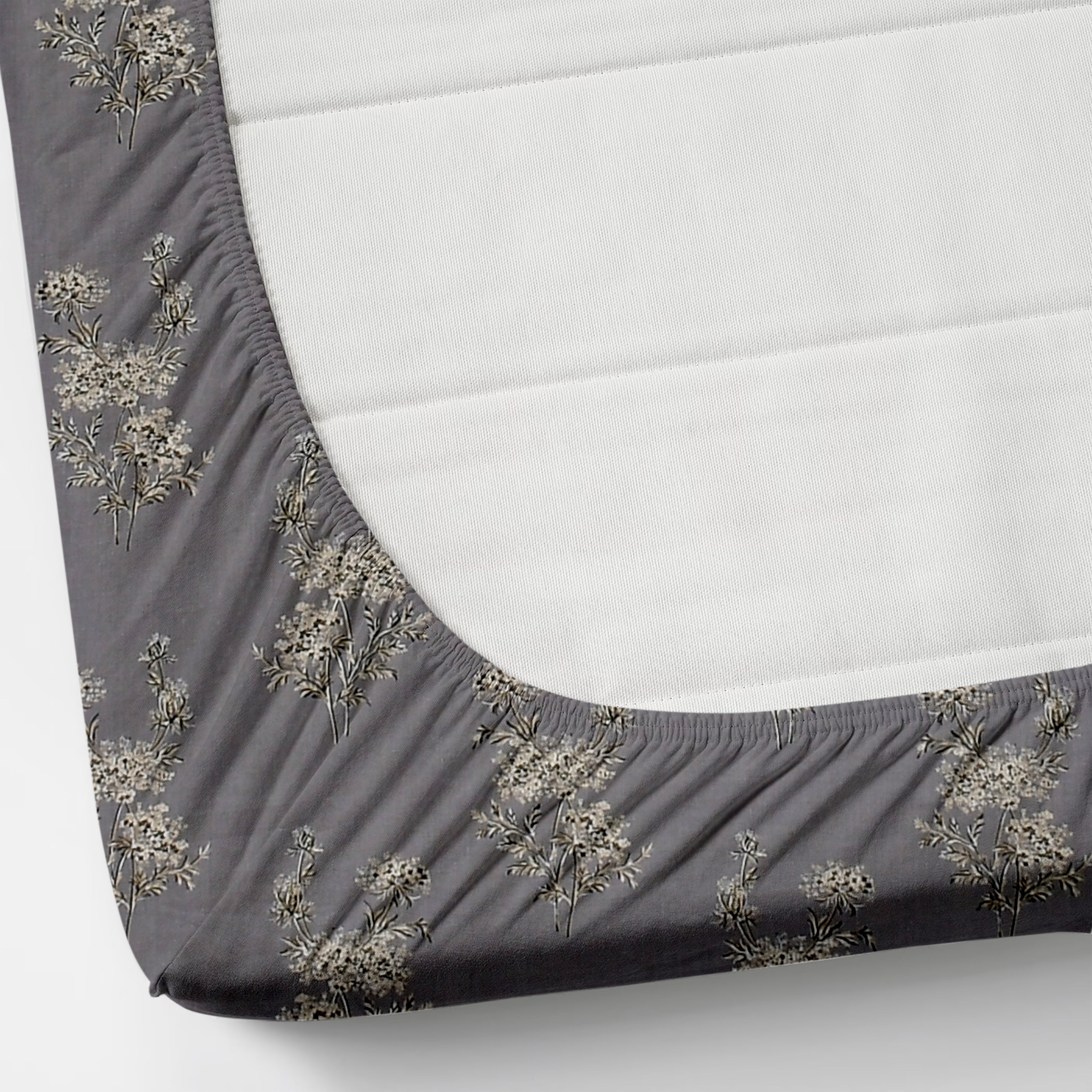 Florida Double Bed King Size Cotton Bedsheet with 2 Pillow Cover - Dark Grey