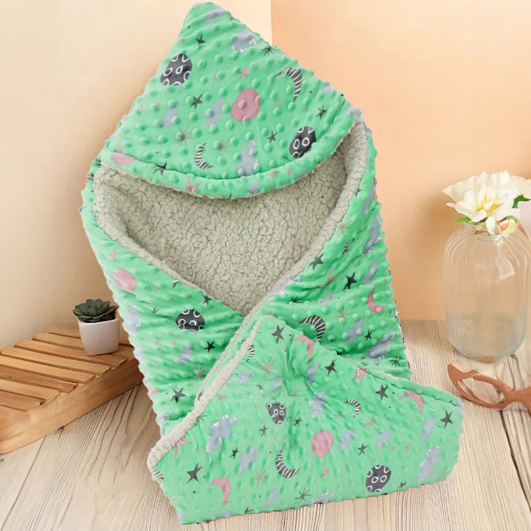 Florida All Season Hooded Baby Blanket Swaddler Wrapper Flannel Soft and Comfortable for New Born Baby Girls and Boys - Sea Green