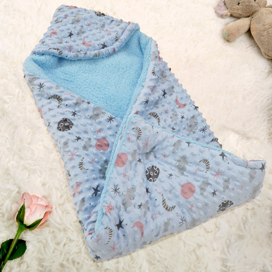 Florida All Season Hooded Baby Blanket Swaddler Wrapper Flannel Soft and Comfortable for New Born Baby Girls and Boys - Sky Blue