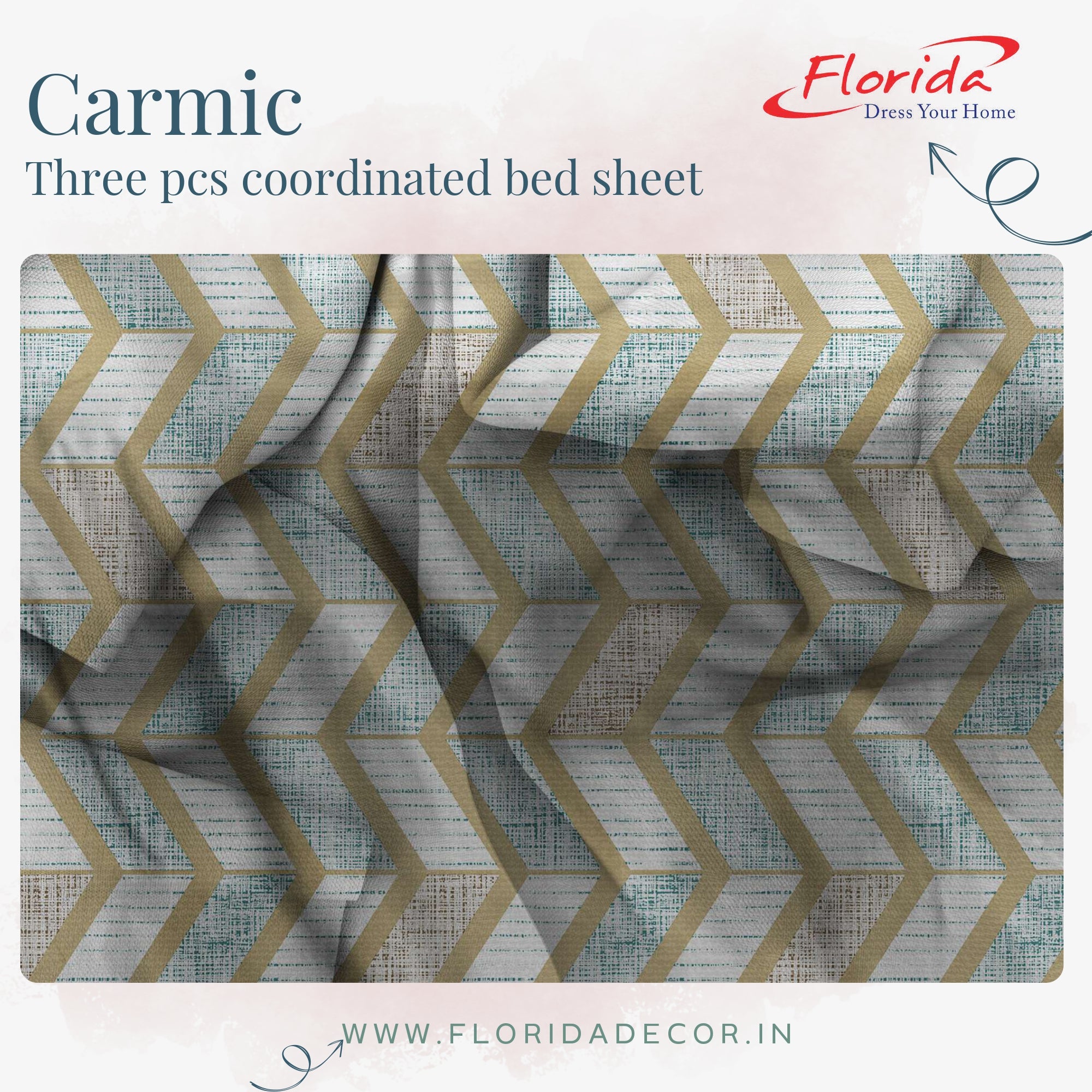 Carmic King Size 100% Cotton Bedsheet with Pillow Covers by Florida