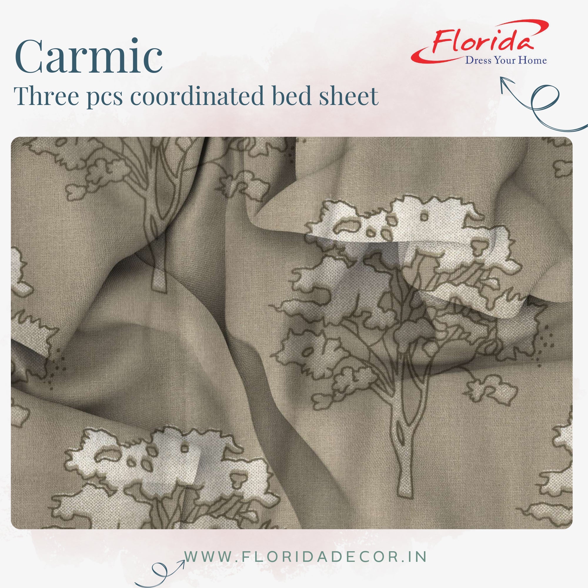 Carmic King Size 100% Cotton Bedsheet with Pillow Covers by Florida