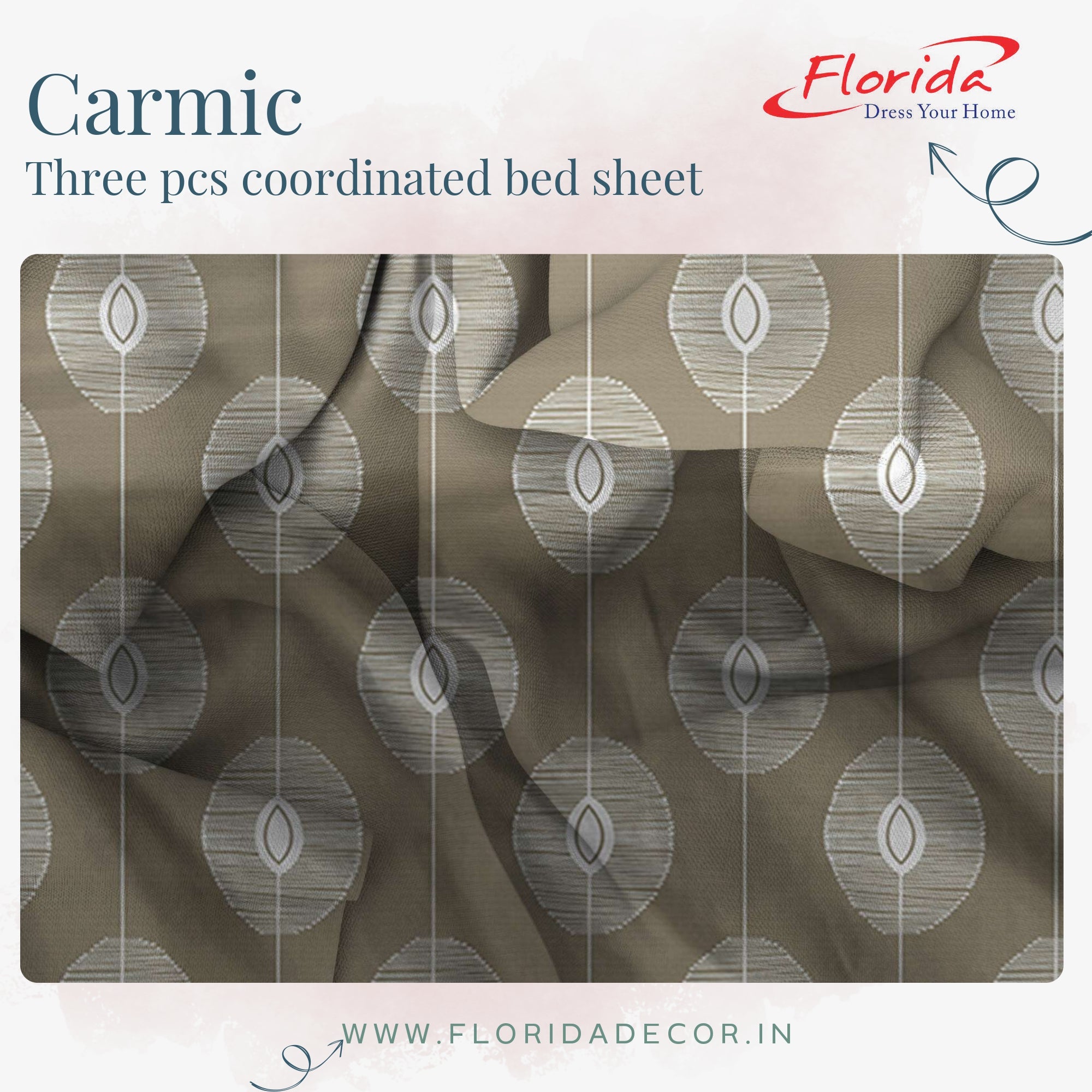 Carmic King Size 100% Cotton Bedsheet with Pillow Covers by Florida