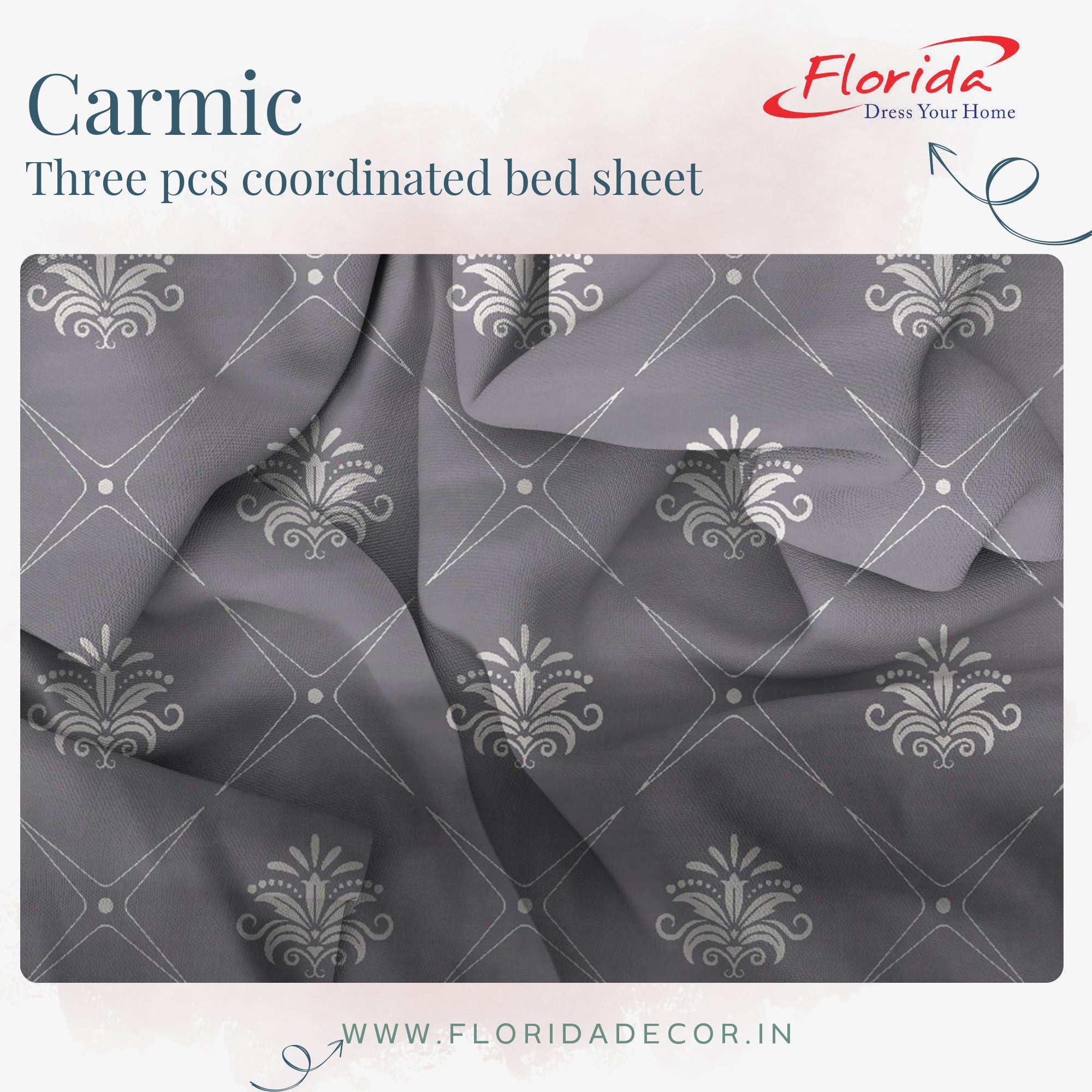 Carmic King Size 100% Cotton Bedsheet with Pillow Covers by Florida