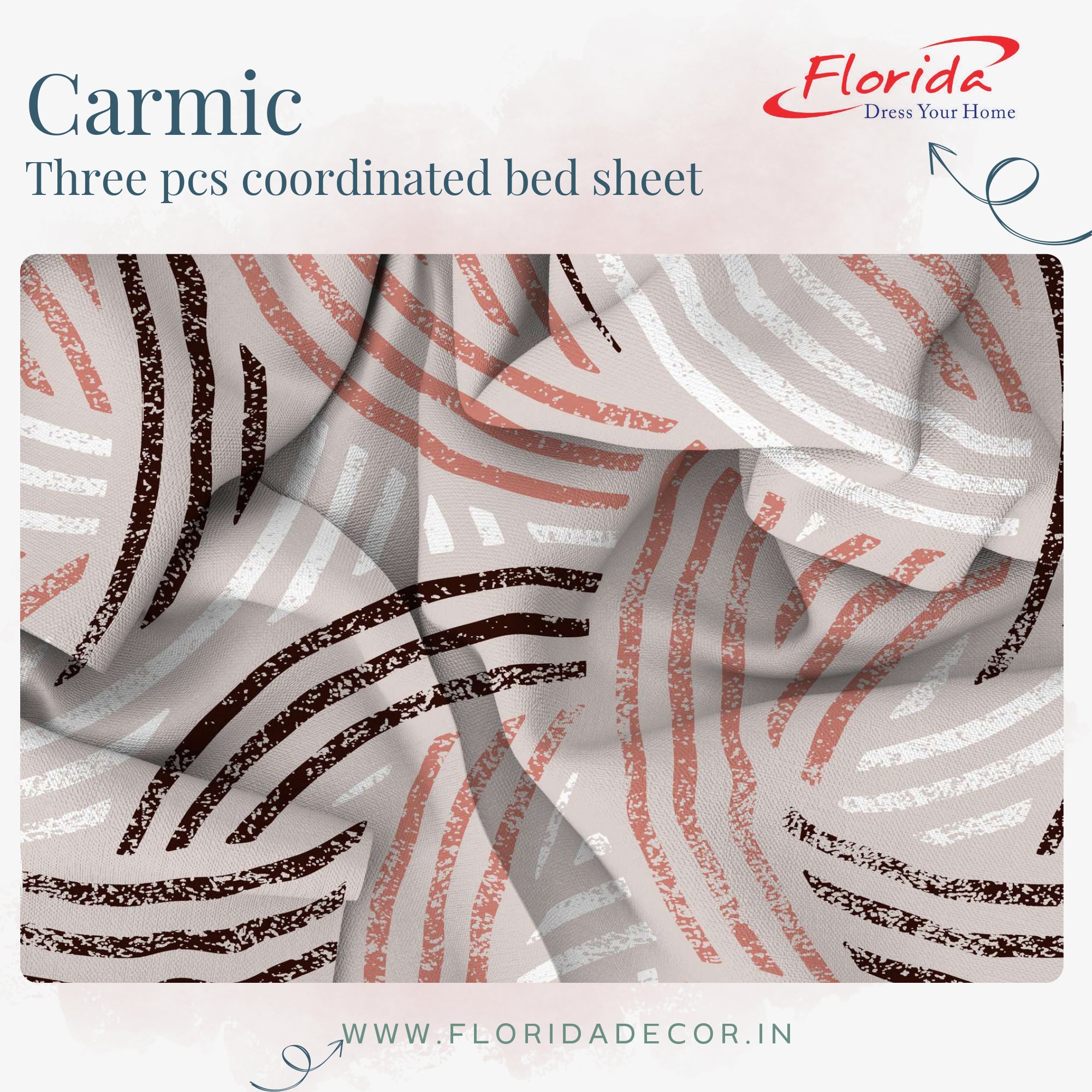 Carmic King Size 100% Cotton Bedsheet with Pillow Covers by Florida