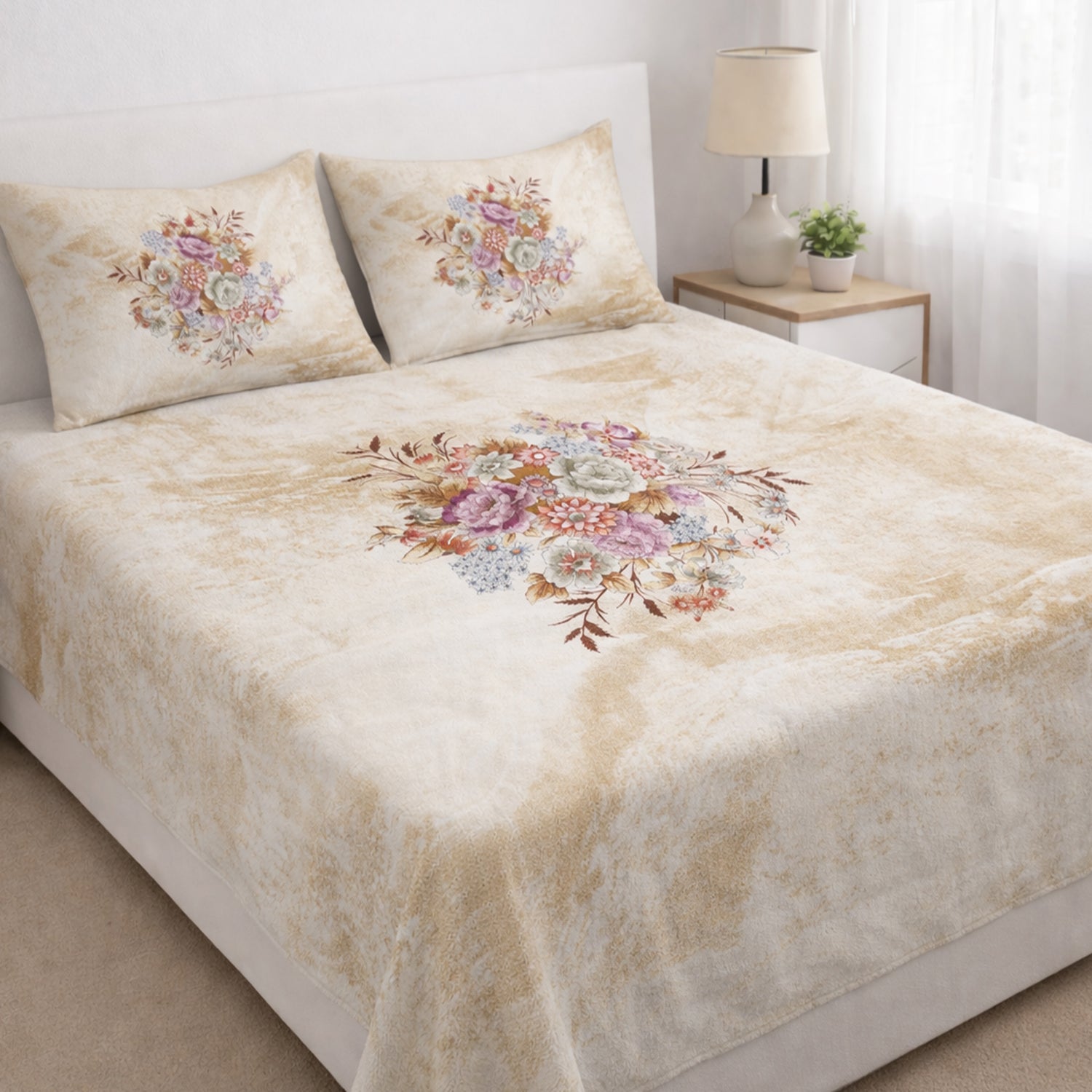 Florida King Size Cotton Panel Bedsheet with 2 Pillow Covers