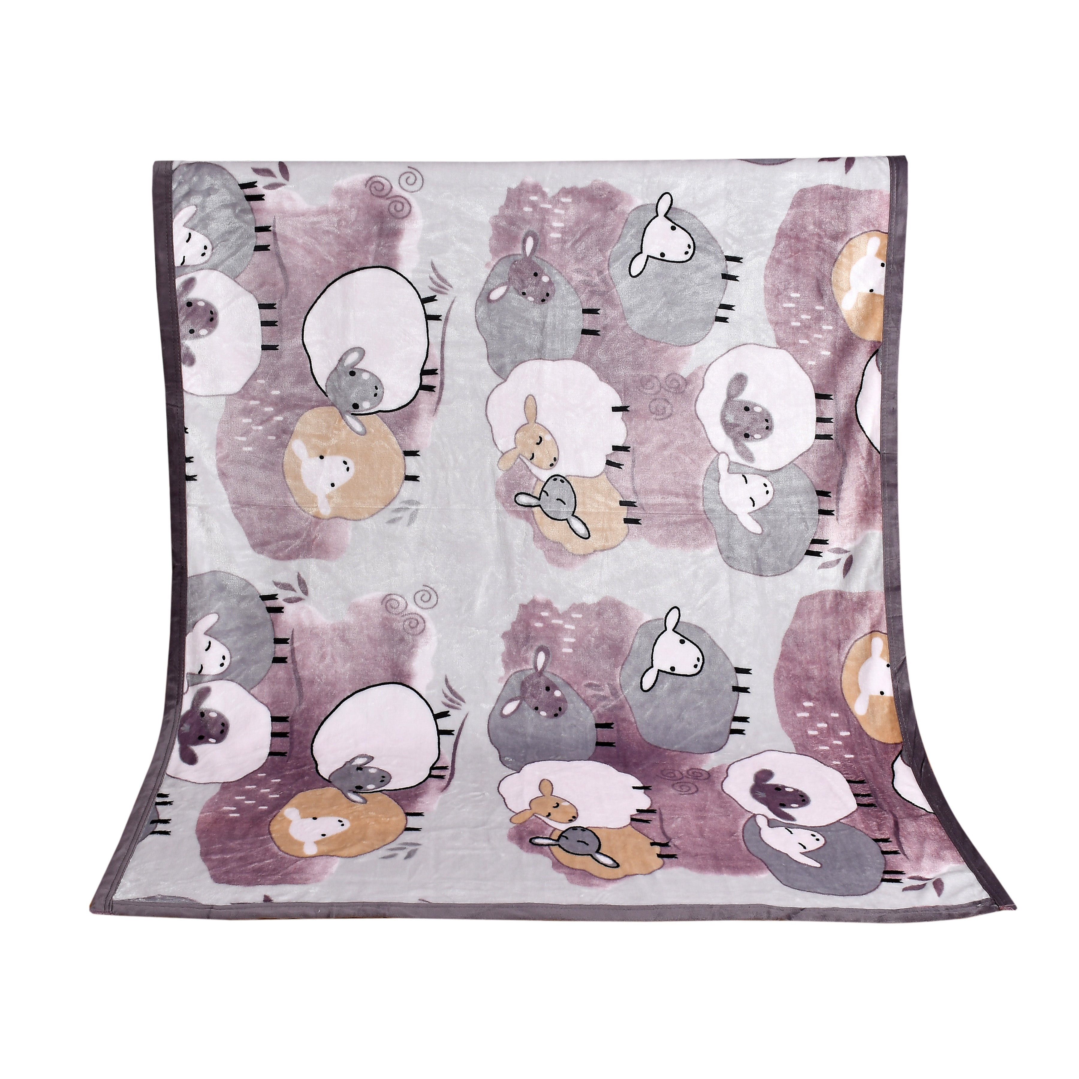 Florida All Season Ultra Soft Kids AC Blanket/Baby Wrapper/Flannel Baby Blanket for 0-5 Yrs Kids Sheep Printed Grey Color (110x150cm)