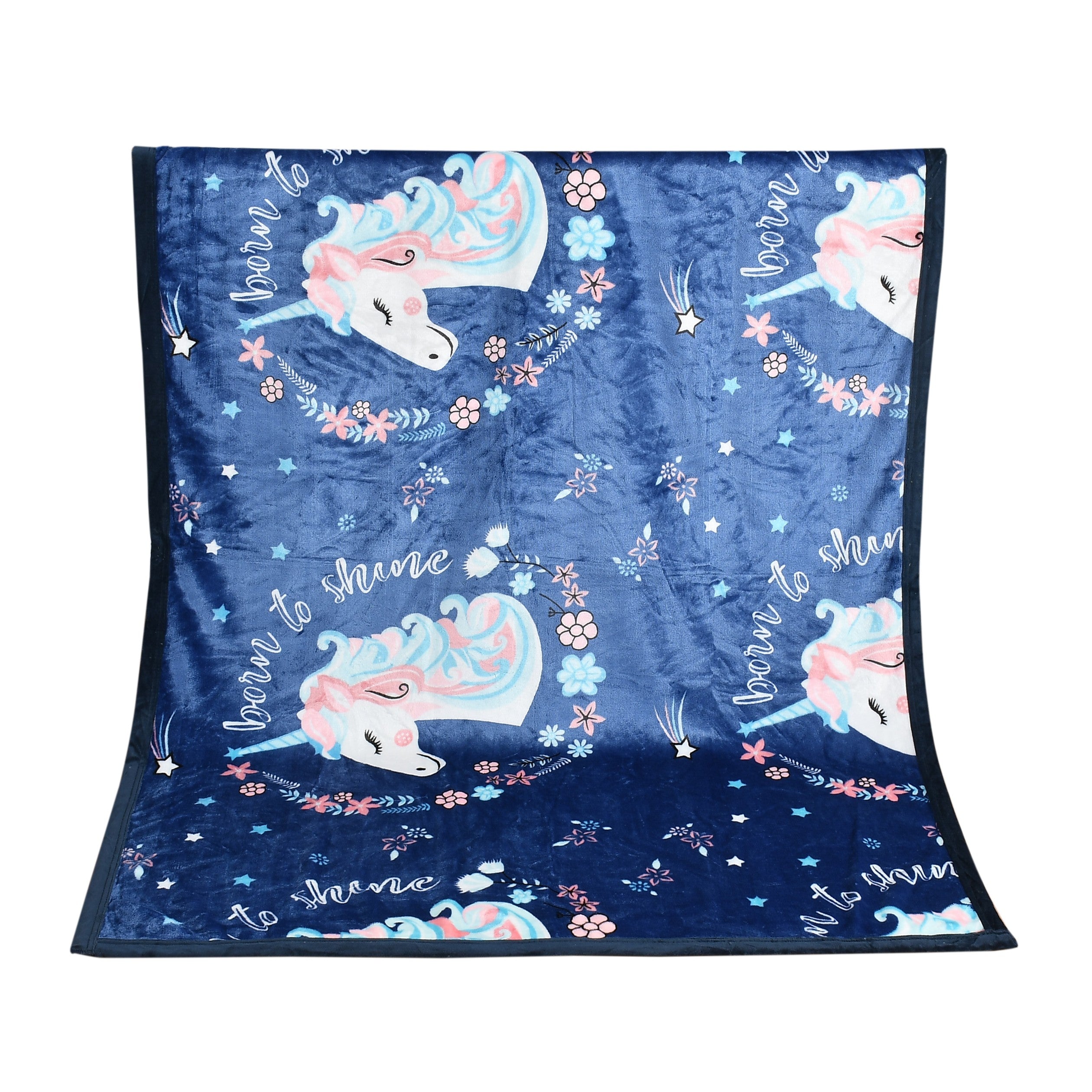 Florida All Season Ultra Soft Kids AC Blanket/Baby Wrapper/Flannel Baby Blanket for 0-5 Yrs Kids Unicorn Printed Blue Color (110x150cm)