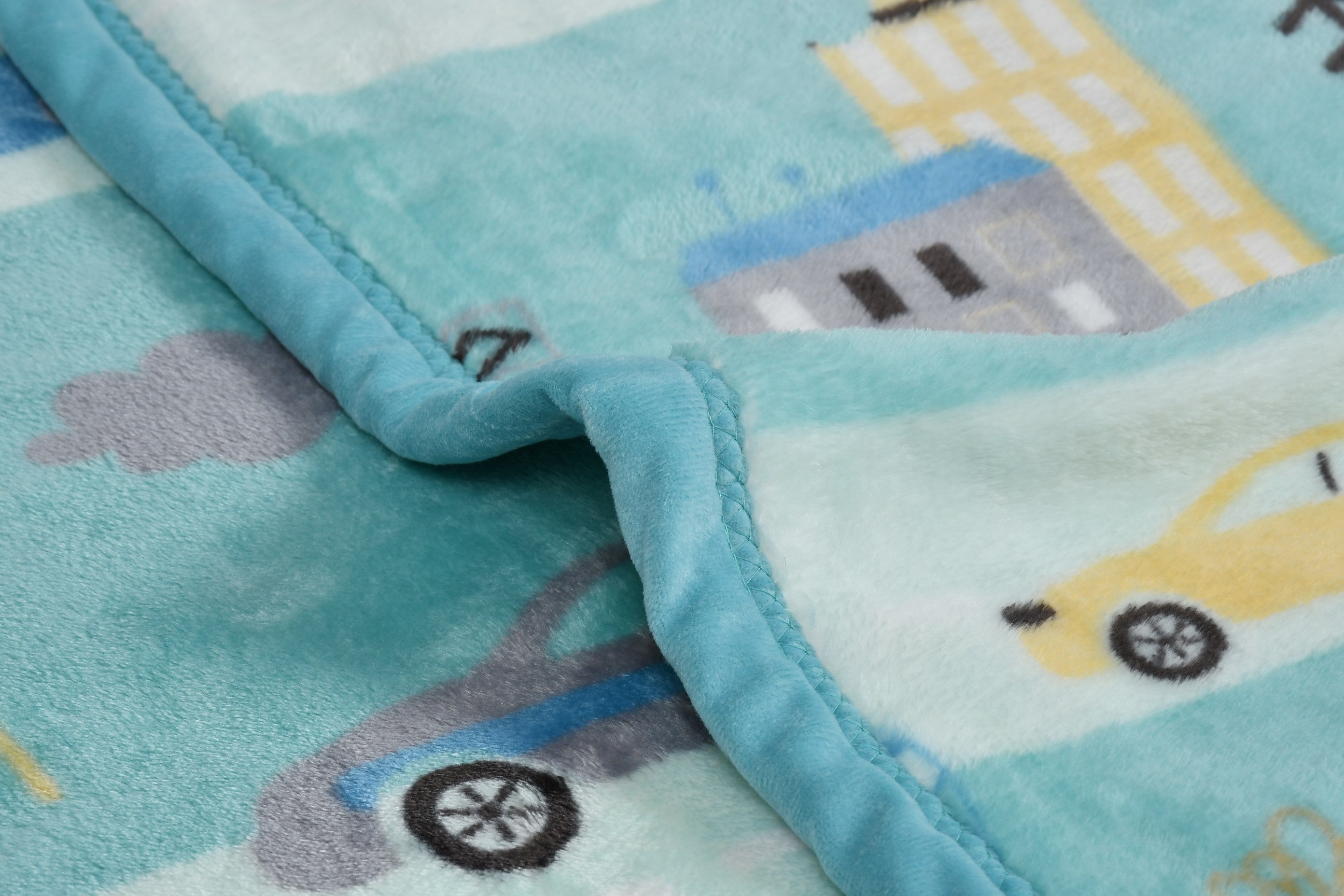 Florida All Season Ultra Soft Kids AC Blanket/Baby Wrapper/Flannel Baby Blanket for 0-5 Yrs Kids Car Printed Sky Blue Color (110x150cm)
